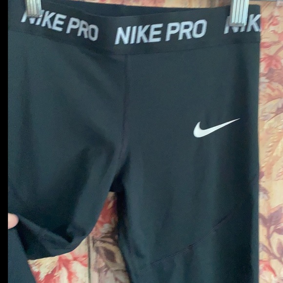 NIKE PRO STRETCH BLACK CROP LEGGINGS WORKOUT GYM S - Picture 8 of 10